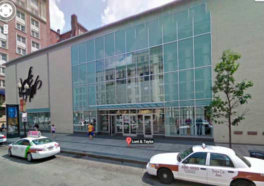 图片说明:被锁定嫌疑犯出现在爆炸案附近的Lord & Taylor的百货公司。(图片来自谷歌地图)