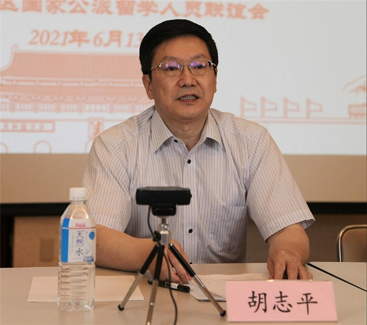 中国驻日本大使馆公使衔参赞胡志平正在发言。驻日使馆供图