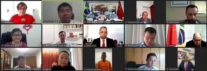 出席线上座谈会的中巴嘉宾。中国驻累西腓总领馆提供图