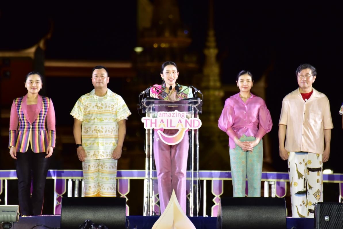 泰国总理佩通坦·钦那瓦宣布泰国泼水节庆祝活动正式启动。泰国国家旅游局供图