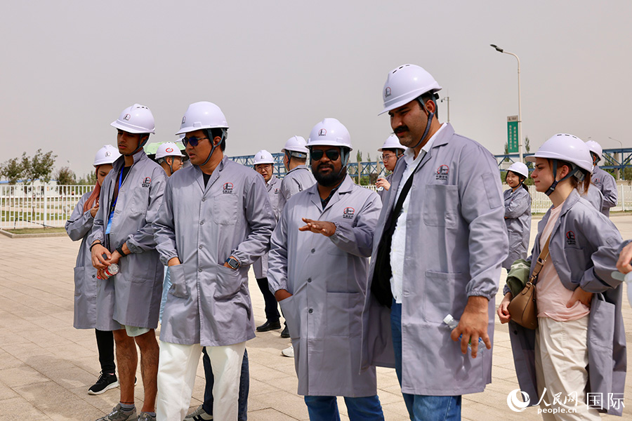 图为青年营在库车市经济技术开发区中国石化新星公司了解新疆库车绿氢示范项目。人民网记者 蒋雨师摄