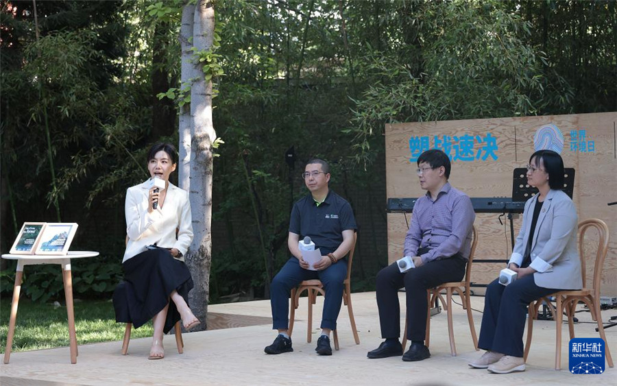6月3日，联合国环境规划署驻华代表处代办王茜在活动上致辞。新华社记者 张玉薇 摄