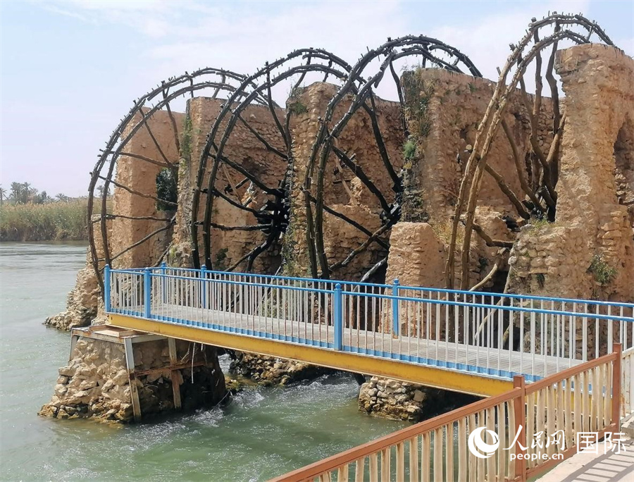 安巴尔省幼发拉底河上的水车。人民网 伊纳斯·易卜拉欣摄