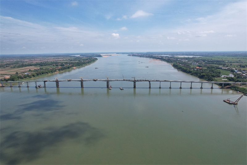 桔井湄公河特大桥航拍图。上海建工供图