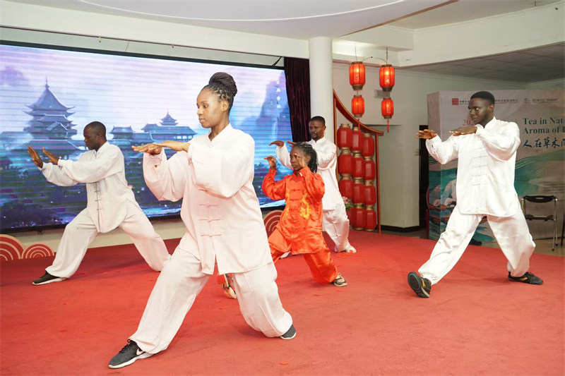 尼日利亚武术爱好者表演太极功夫尼日利亚中国文化中心供图