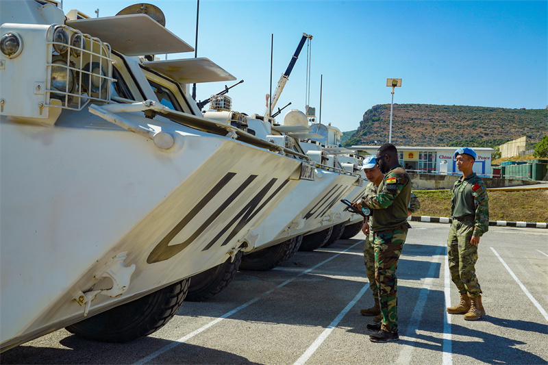 【3】中国第23批赴黎维和部队多功能工兵分队通过第三季度装备核查核查。张博禹摄.