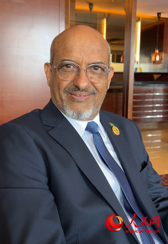 毛里塔尼亚驻华大使阿卜杜拉希·维拉利接受人民网专访。人民网记者曾书柔摄