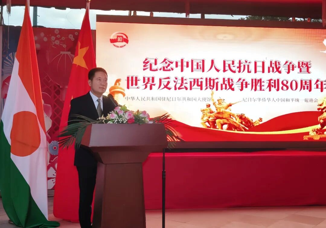 驻尼日尔大使律桂军致辞。驻尼日尔使馆供图