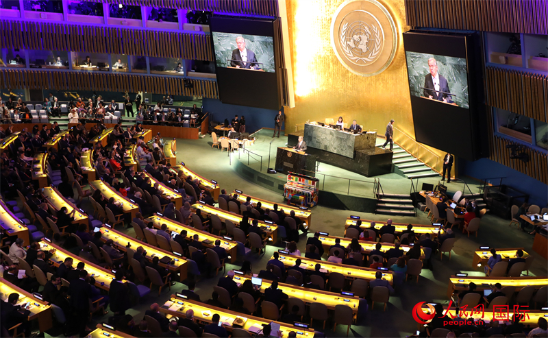 当地时间9月22日,在联合国大会堂,联合国成立八十周年高级别纪念活动举行。 人民网记者 李志伟摄