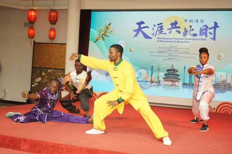 阿布贾武术协会成员表演《陈氏太极拳》 尼日利亚中国文化中心供图