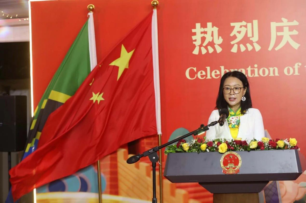 中国驻坦桑尼亚大使陈明健致辞。驻坦桑使馆供图