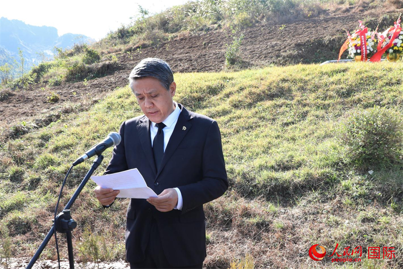 中国驻朝鲜大使王亚军在开工仪式上致辞。 人民网记者 刘融摄