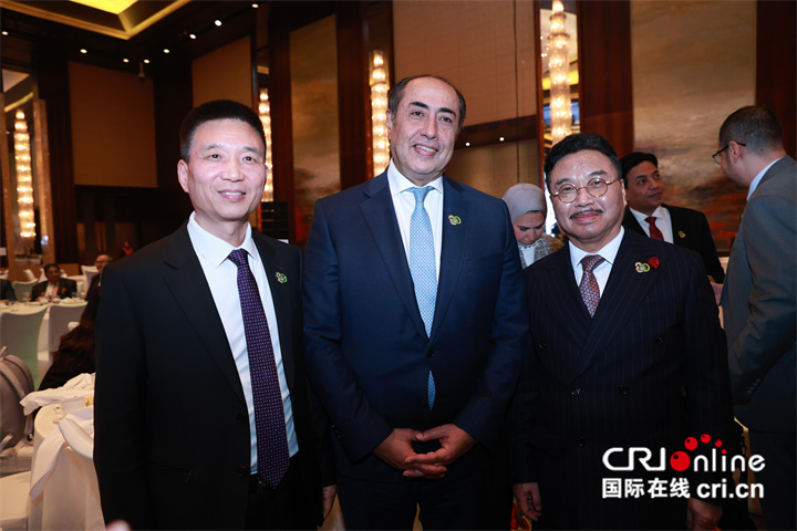 活动现场公共外交文化交流中心会长马振轩(右一),公共外交文化交流中心常务副会长王权(左一)与阿盟助理秘书长侯塞姆•扎齐(右二),围绕中心与阿盟驻华使团及阿拉伯各国驻华使馆紧密合作进行了交流