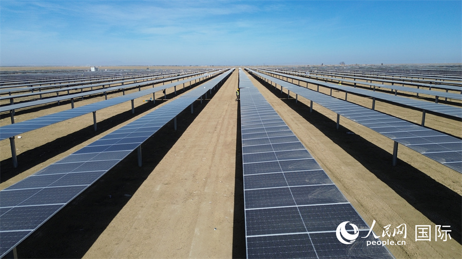 凯鲁万100兆瓦光伏电站。中国能建供图