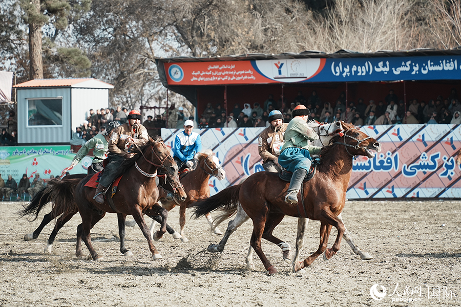 阿富汗首都喀布尔举行“马背叼羊”比赛。人民网记者 章凯风摄
