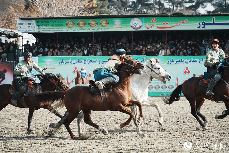 阿富汗首都喀布尔举行“马背叼羊”比赛。人民网记者 章凯风摄