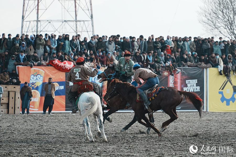 阿富汗首都喀布尔举行“马背叼羊”比赛。人民网记者 章凯风摄