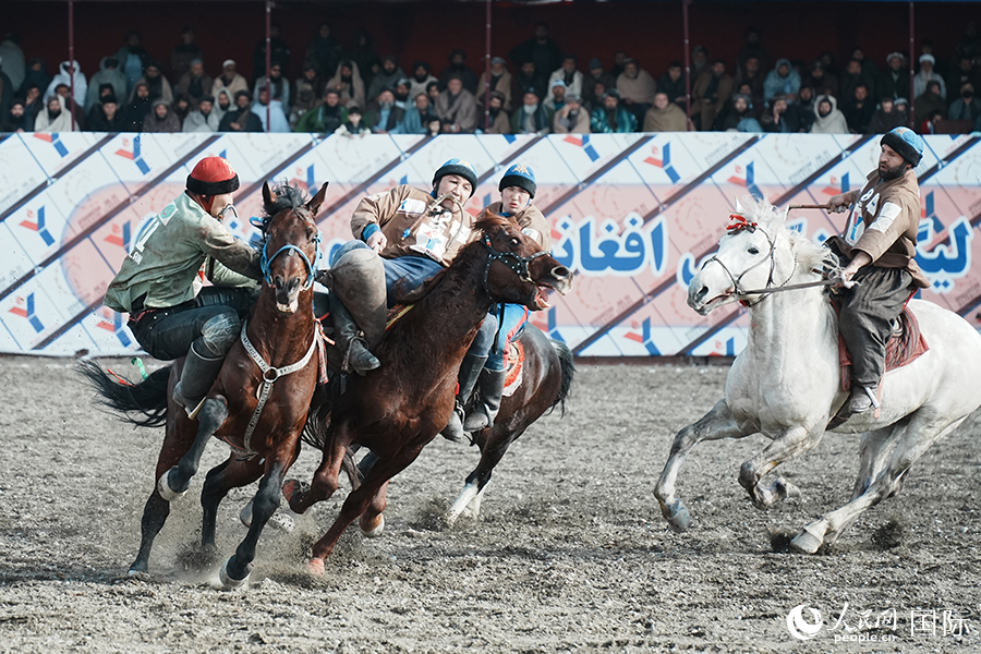 阿富汗首都喀布尔举行“马背叼羊”比赛。人民网记者 章凯风摄