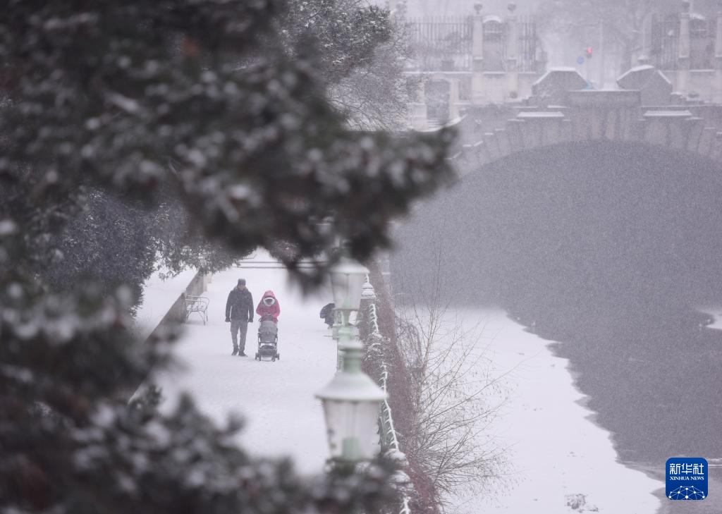 1月9日，在奥地利维也纳，人们行走在城市公园里。新华社记者 贺灿铃 摄
