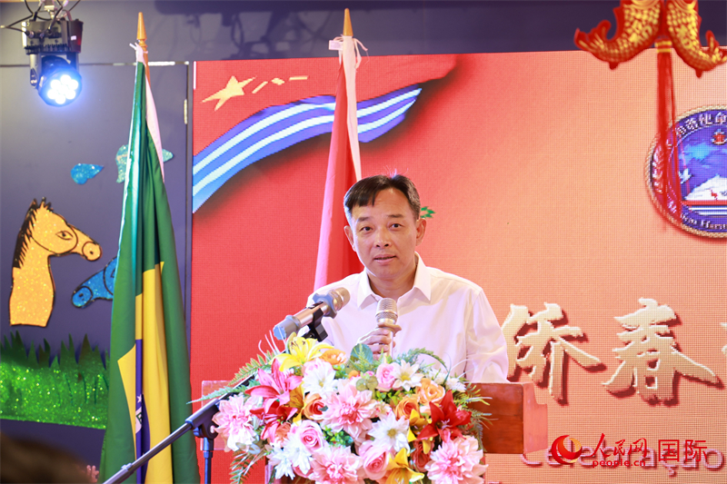 “丝路方舟”号医院船指挥员方劲松在活动上致辞。人民网记者 陈海琪摄