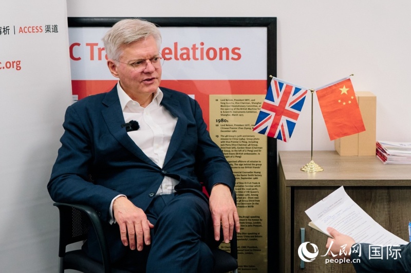 英中贸易协会总裁白彼得接受人民网专访。杨浩鹏摄