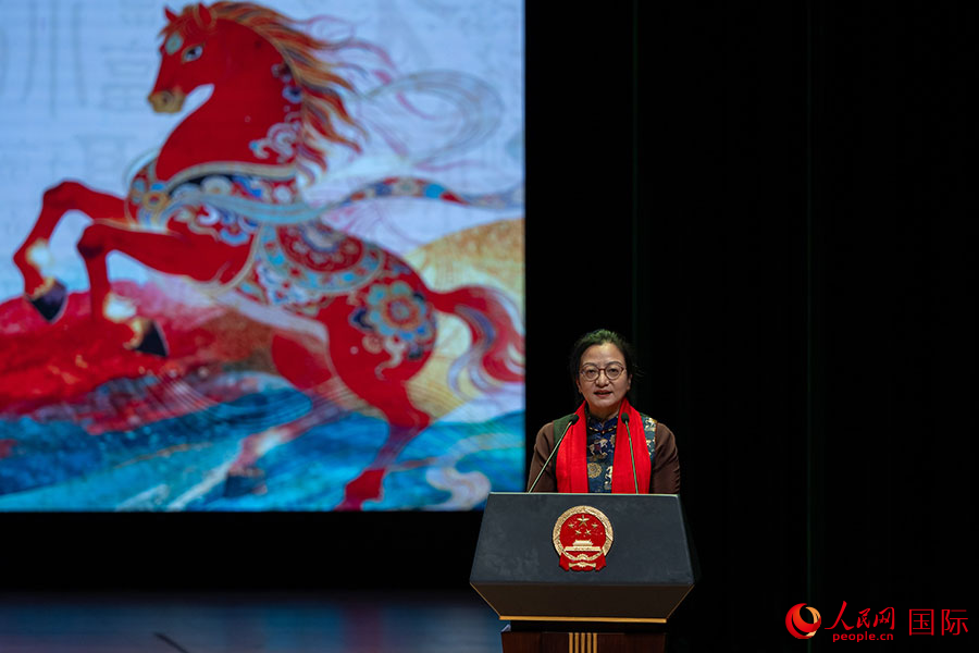 中国驻缅甸大使马珈发表致辞。人民网记者 谢佳君摄