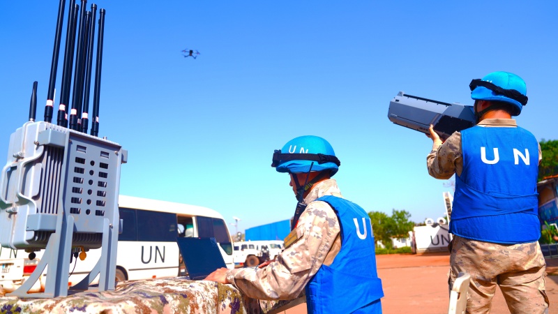 维和直升机分队防御低空处置。黄浩摄