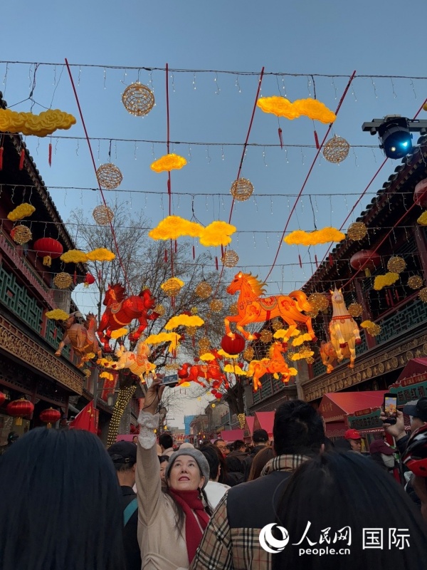 2026年2月19日,北京厂甸庙会现场布置的各式灯组。人民网 马康美摄