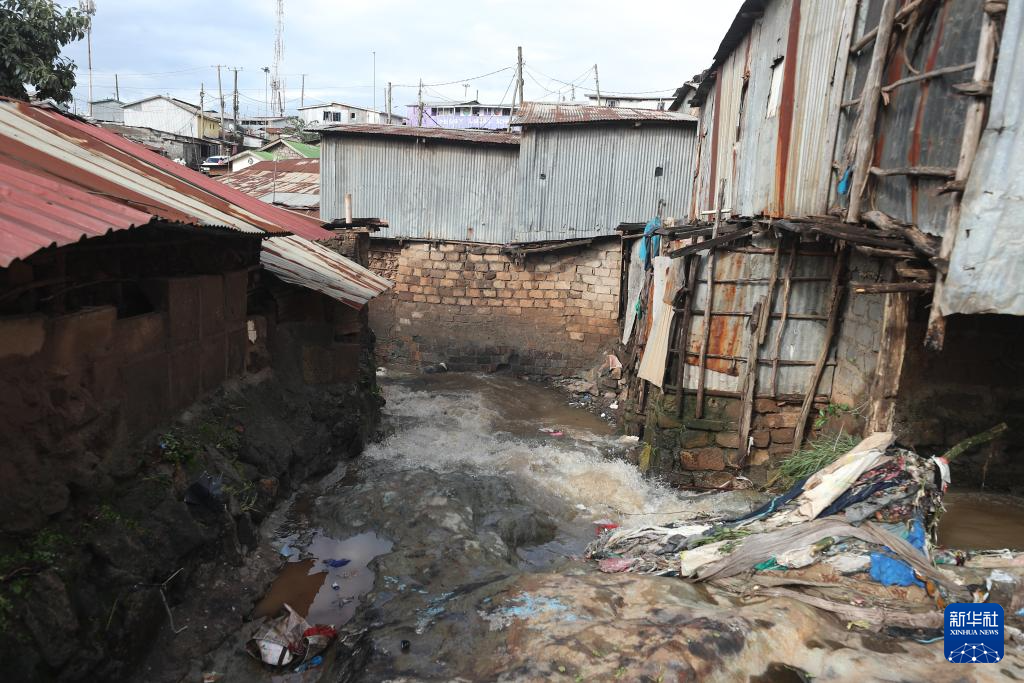 3月7日，在肯尼亚首都内罗毕，一处居民区的小路被洪水淹没。新华社发（纳明德摄）