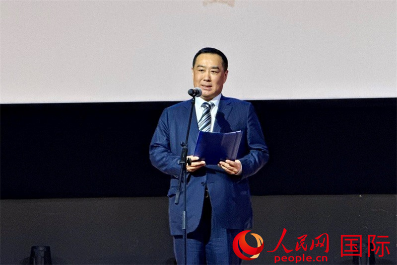 北京闪亮影业董事长、《音乐家》出品人沈健致辞。实习生 马明溪摄