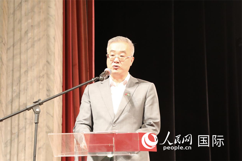 中国驻巴西大使祝青桥致辞。 人民网记者 陈一鸣摄