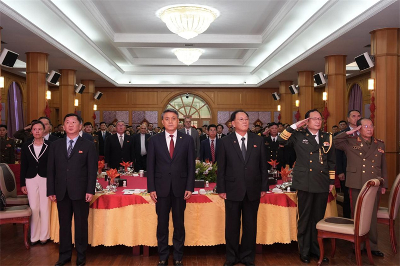 当地时间7月28日，中国驻朝鲜使馆举行庆祝中国人民解放军建军99周年招待会。中国驻朝鲜使馆供图