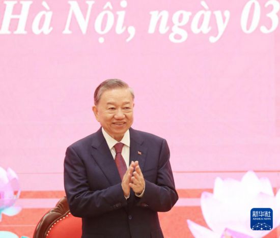 8月3日,在越南河内,苏林出席新闻发布会。新华社/越通社