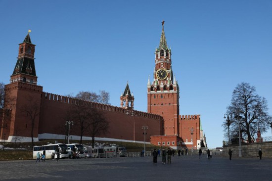 这是3月18日在俄罗斯首都莫斯科拍摄的克里姆林宫外景。新华社记者白雪骐摄