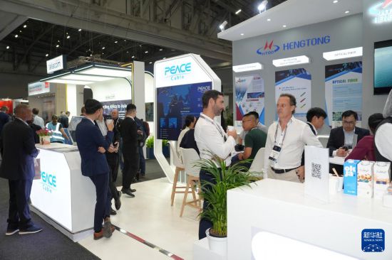 11月11日,在南非开普敦,人们参观2025年非洲科技节上的中国企业展台。新华社记者 王雷 摄