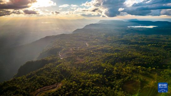 这是在老挝占巴塞省拍摄的波罗芬高原（无人机照片，2025年12月17日摄）。新华社发（凯乔摄）