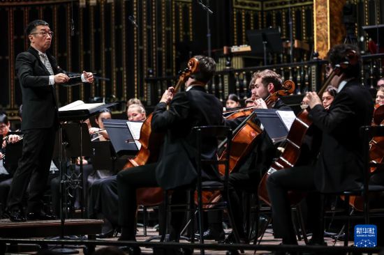 这是3月25日在匈牙利布达佩斯李斯特音乐学院拍摄的中匈友好交流音乐会现场。新华社发（鲍洛格·达维德摄）