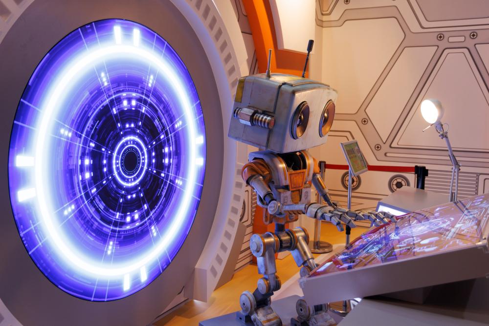 2025年6月28日在中国科学技术馆《Project X:星际友好计划》航天科幻扩展现实(XR)大空间体验展拍摄的人工智能机器人星启8号。新华社记者金立旺摄